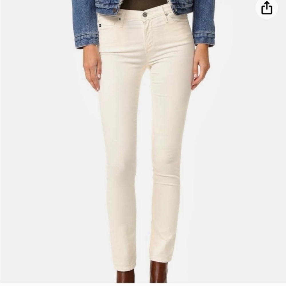 AG Adriano Goldschmied Prima Cigarette Crop Jeans White Mid-Rise Preowned